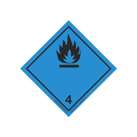 Transport Pictogram 2" Label - Class 4 Dangerous When Wet (Black Flame)